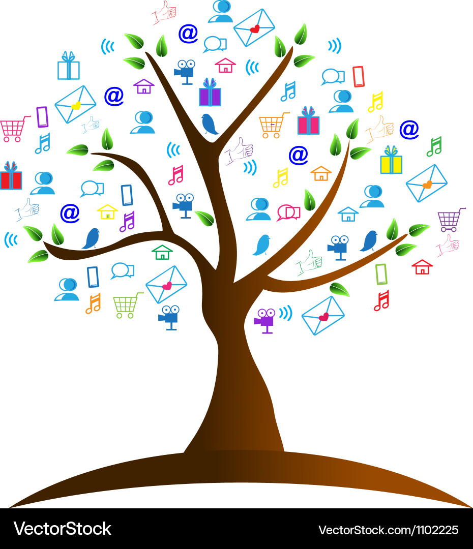 Tree and networking symbols vector image