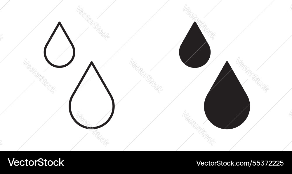 Water drop icon set in thin line for web Vector Image