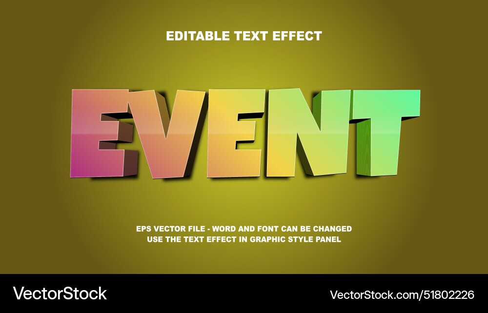 3D Event Text Effect Template vector image