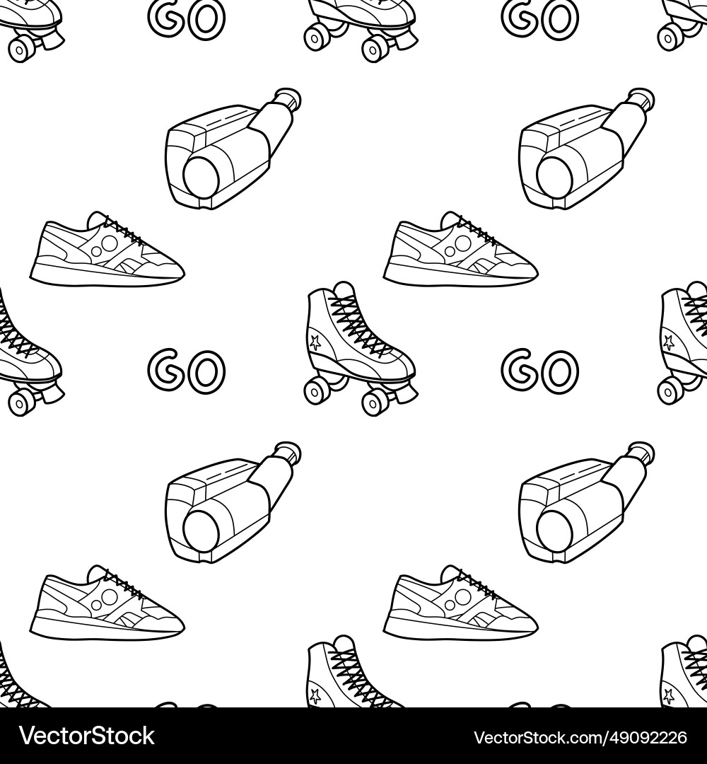Abstract seamless pattern in 90s style outline Abstract seamless pattern in 90s style outline Vector Image