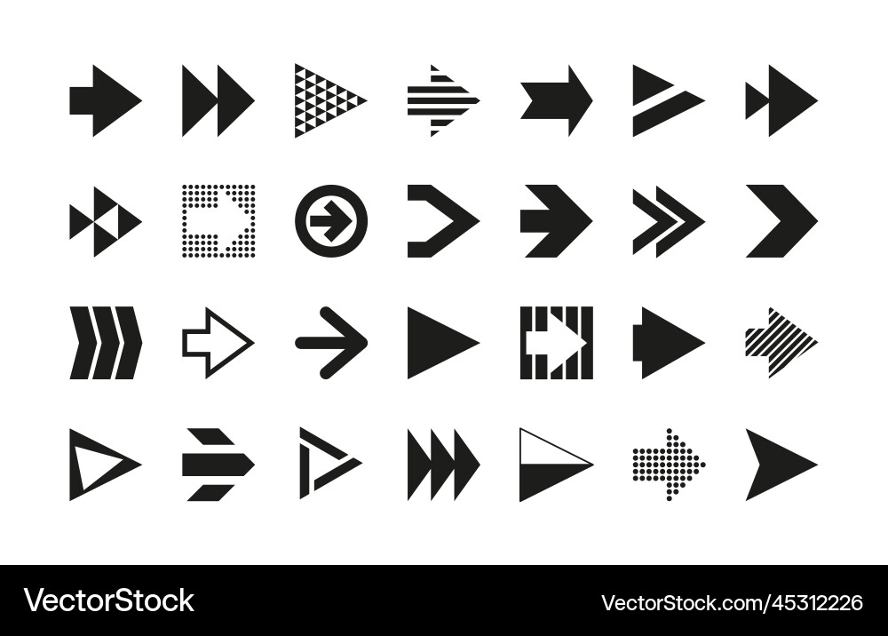Black arrows simple navigation orientation Black arrows simple navigation orientation Vector Image