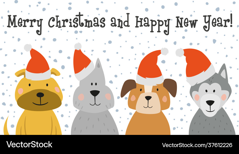 Christmas card with cartoon dogs Christmas card with cartoon dogs vector image