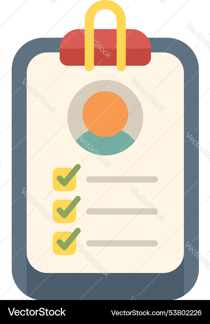 Clipboard showing completed checklist with profile Clipboard showing completed checklist with profile vector image