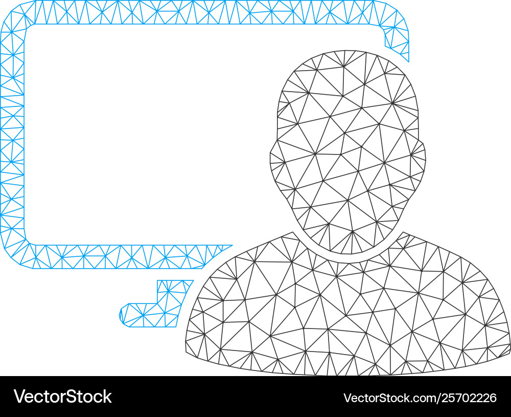 Computer user polygonal frame mesh Computer user polygonal frame mesh vector image