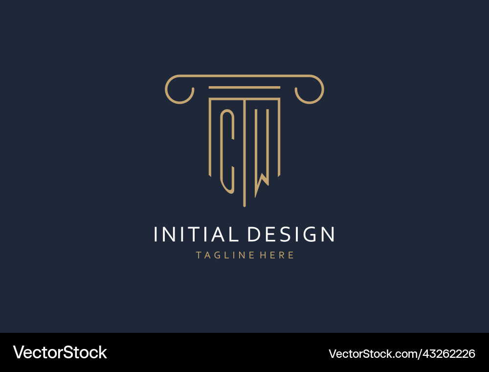 Cw Initial mit Säule Form Logo Design kreativ Cw Initial mit Säule Form Logo Design kreativ vektorbild