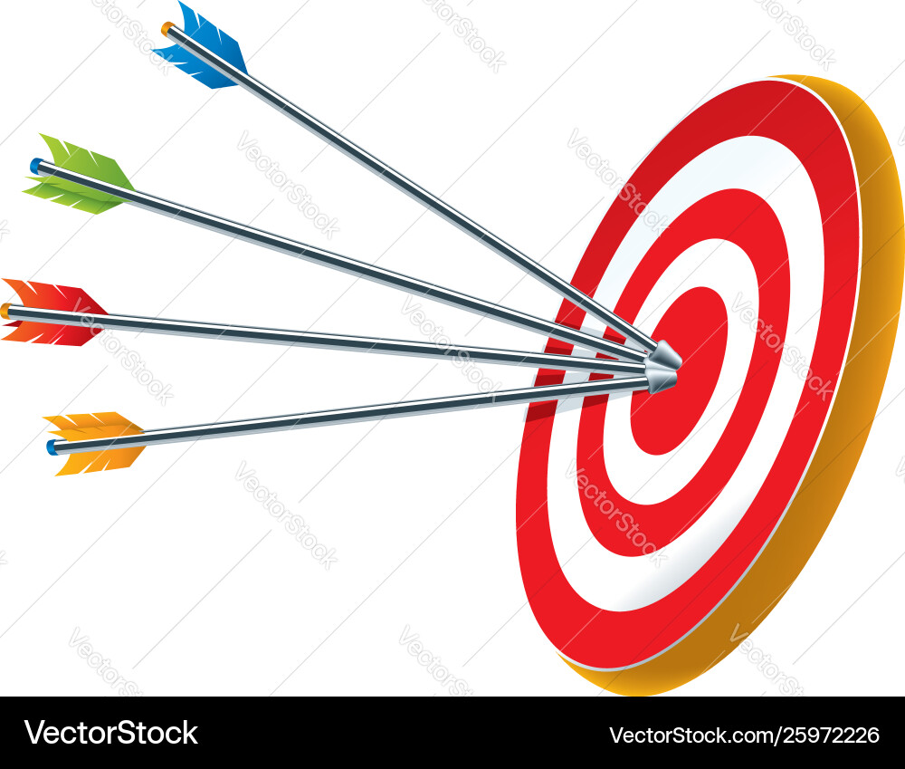 Dynamic Bullseye Target with Arrows vector image