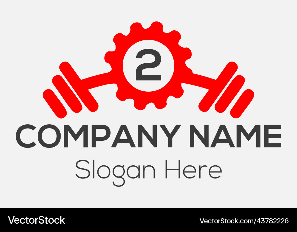 Fitness logo on letter 2 gym Fitness logo on letter 2 gym vector image