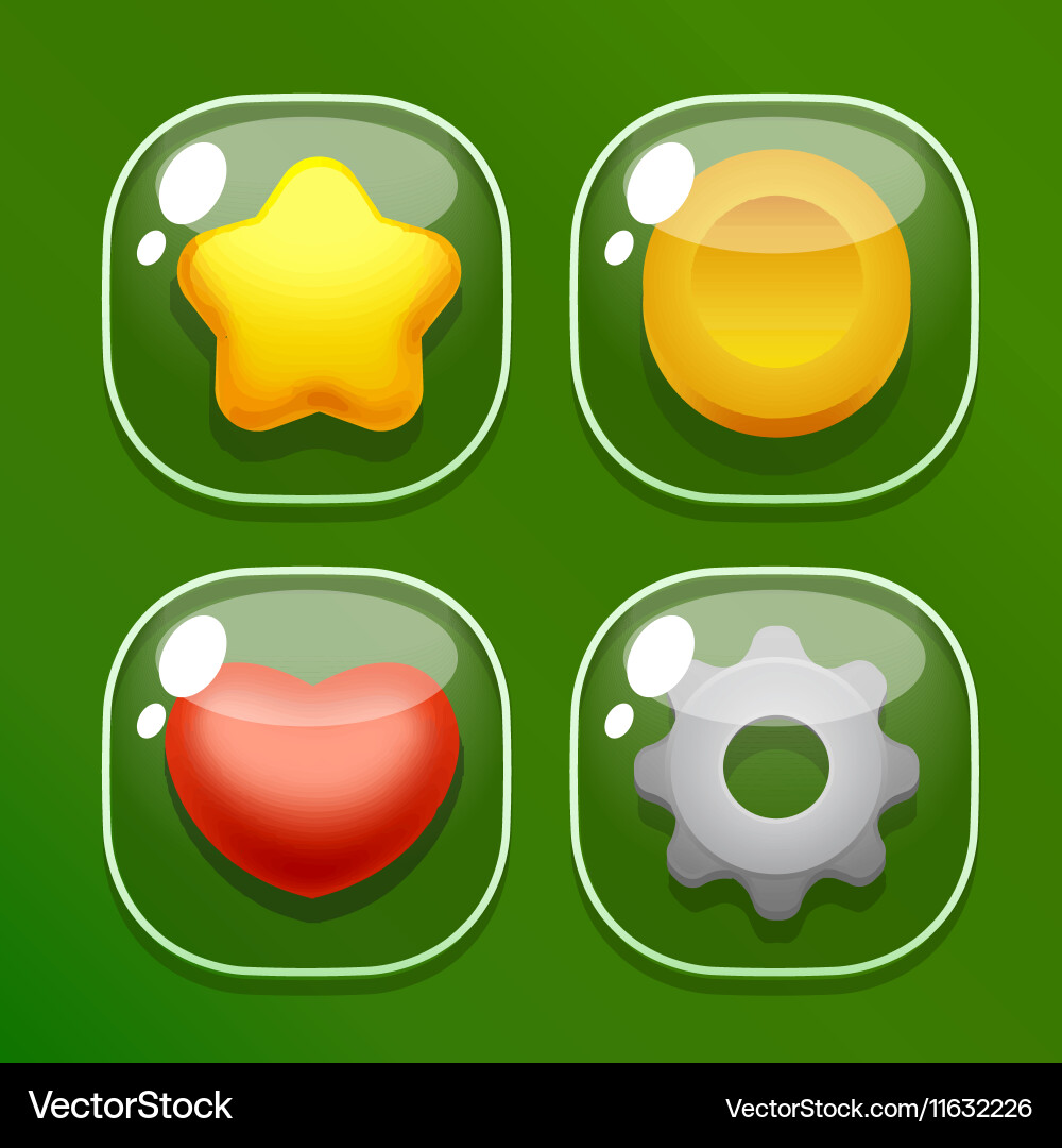 Glass Button Set for Mobile UI vector image