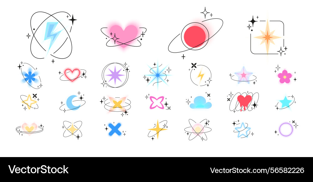 Gradient blurred elements with line art Gradient blurred elements with line art vector image