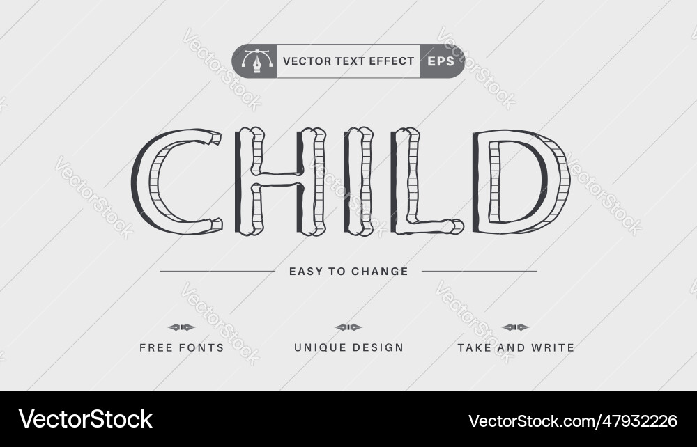 Hand drawn - editable text effect font style Hand drawn - editable text effect font style vector image