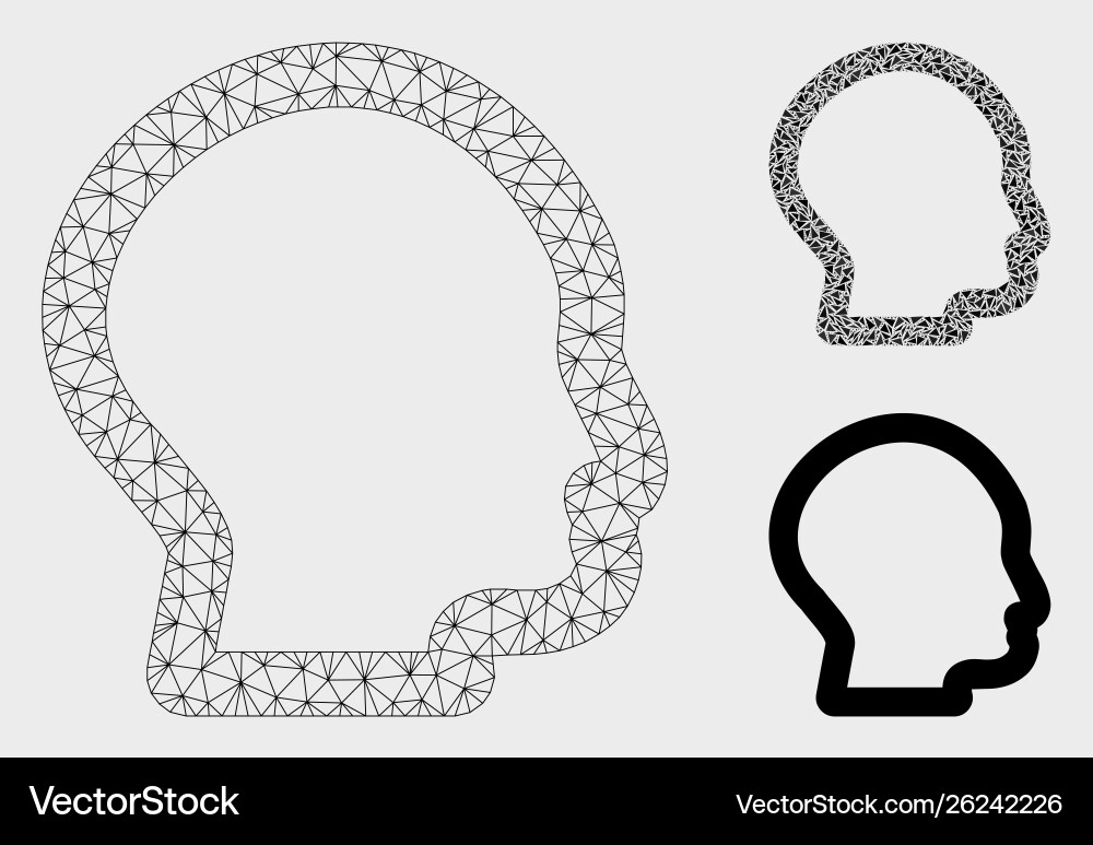 Head profile mesh 2d model and triangle Vector Image