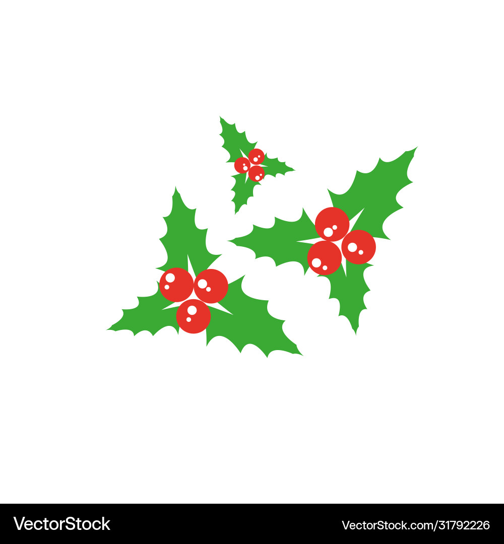 Holly Berry Blätter Weihnachten Ikone Holly Berry Blätter Weihnachten Ikone vektorbild