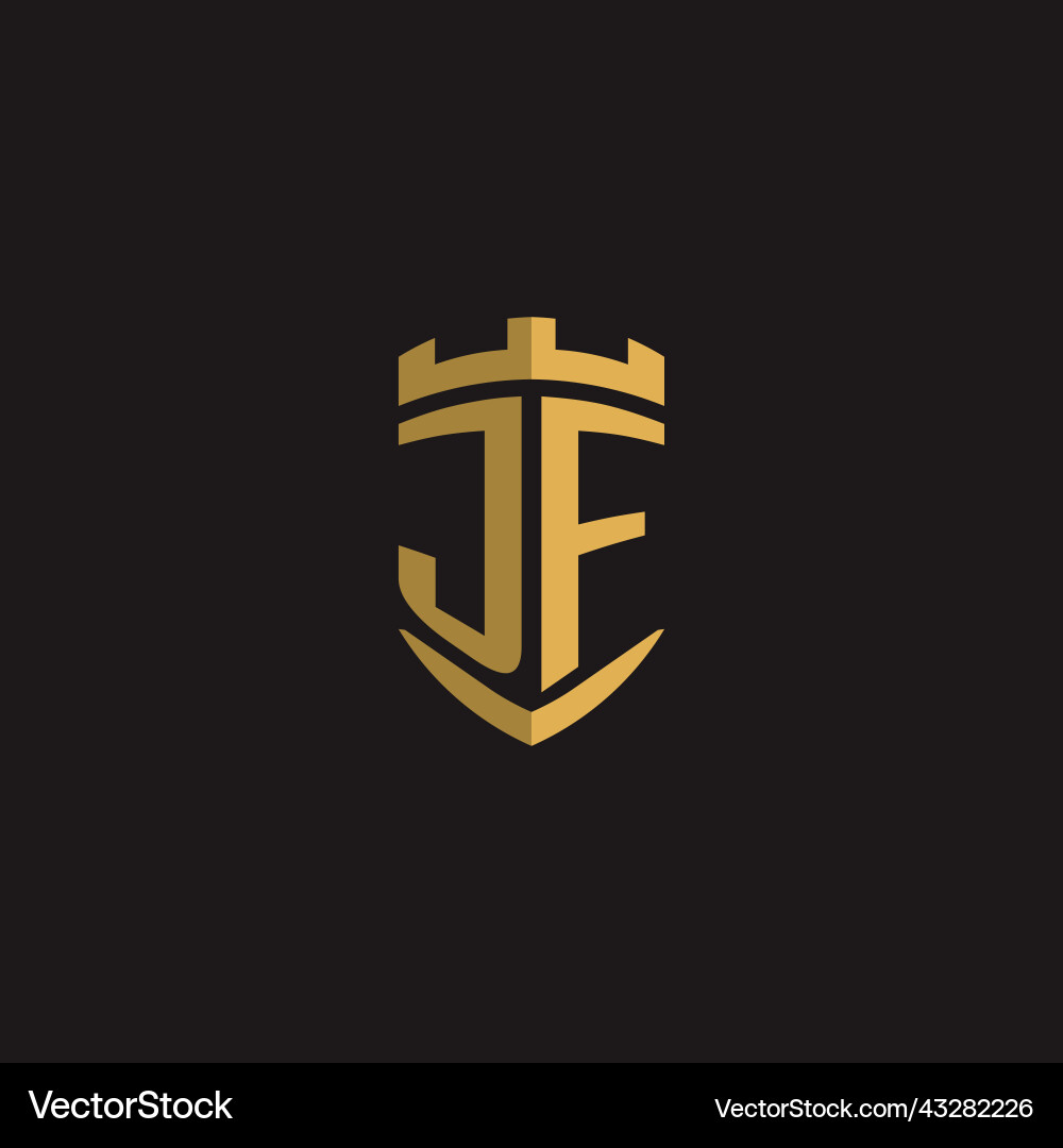Initials jf logo monogram with shield style design vector image