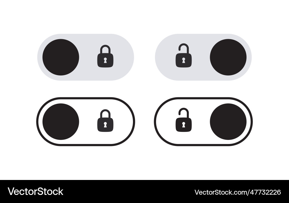 On and off toggle switch buttons with lock icons On and off toggle switch buttons with lock icons vector image