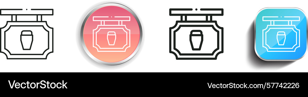 Pub icon thin linear regular and button style Pub icon thin linear regular and button style Vector Image