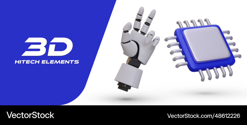 Realistic robotic arm microprocessor robotics Realistic robotic arm microprocessor robotics vector image