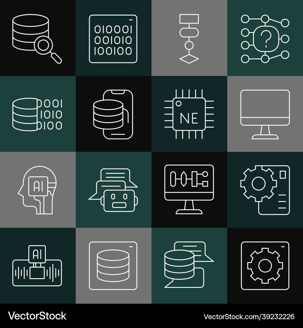 Set line computer api interface neural network Set line computer api interface neural network Vector Image