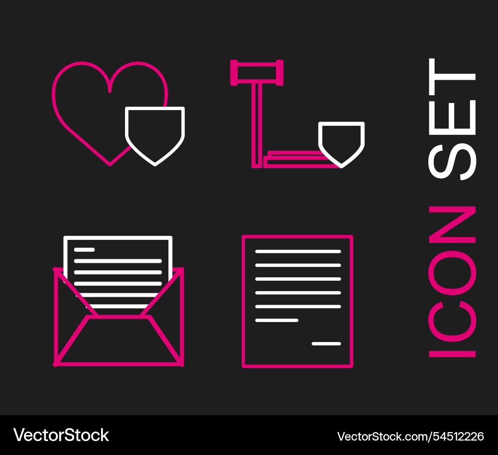 Set line document mail and e-mail judge gavel Set line document mail and e-mail judge gavel vector image