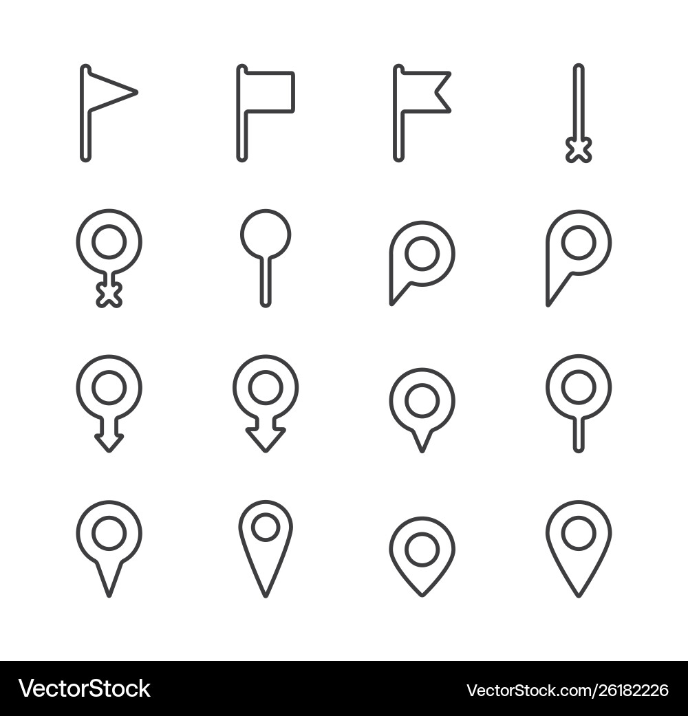 Set map pointer line icon navigation signs Set map pointer line icon navigation signs vector image