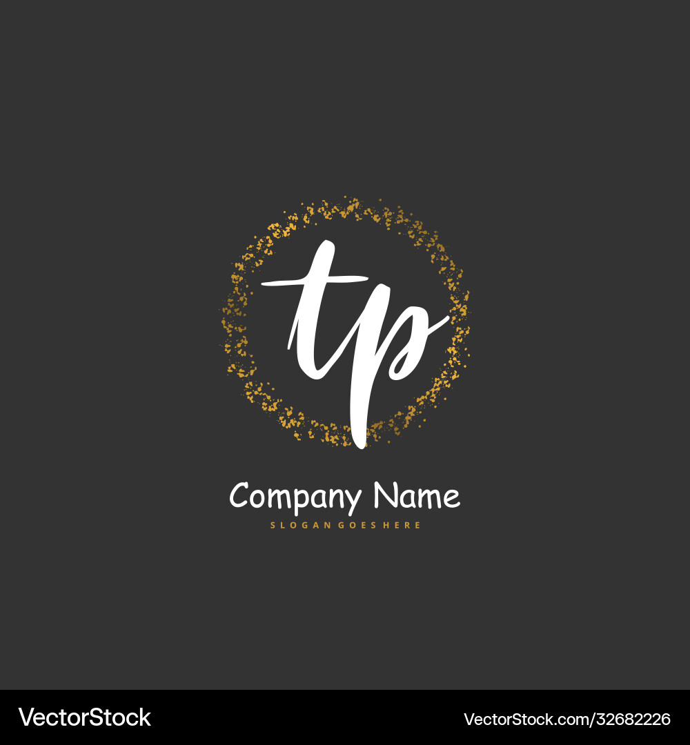 T p tp initial handwriting and signature logo Vector Image