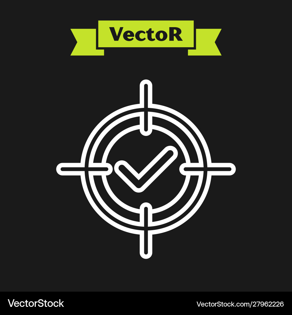 White line target and check mark icon isolated Vector Image