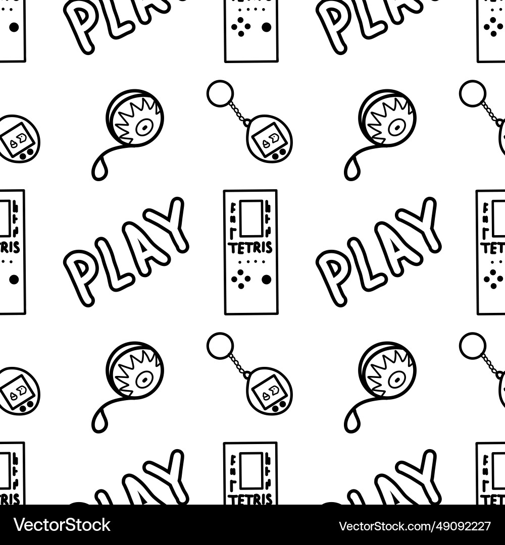 Abstract seamless pattern in 90s style outline Vector Image