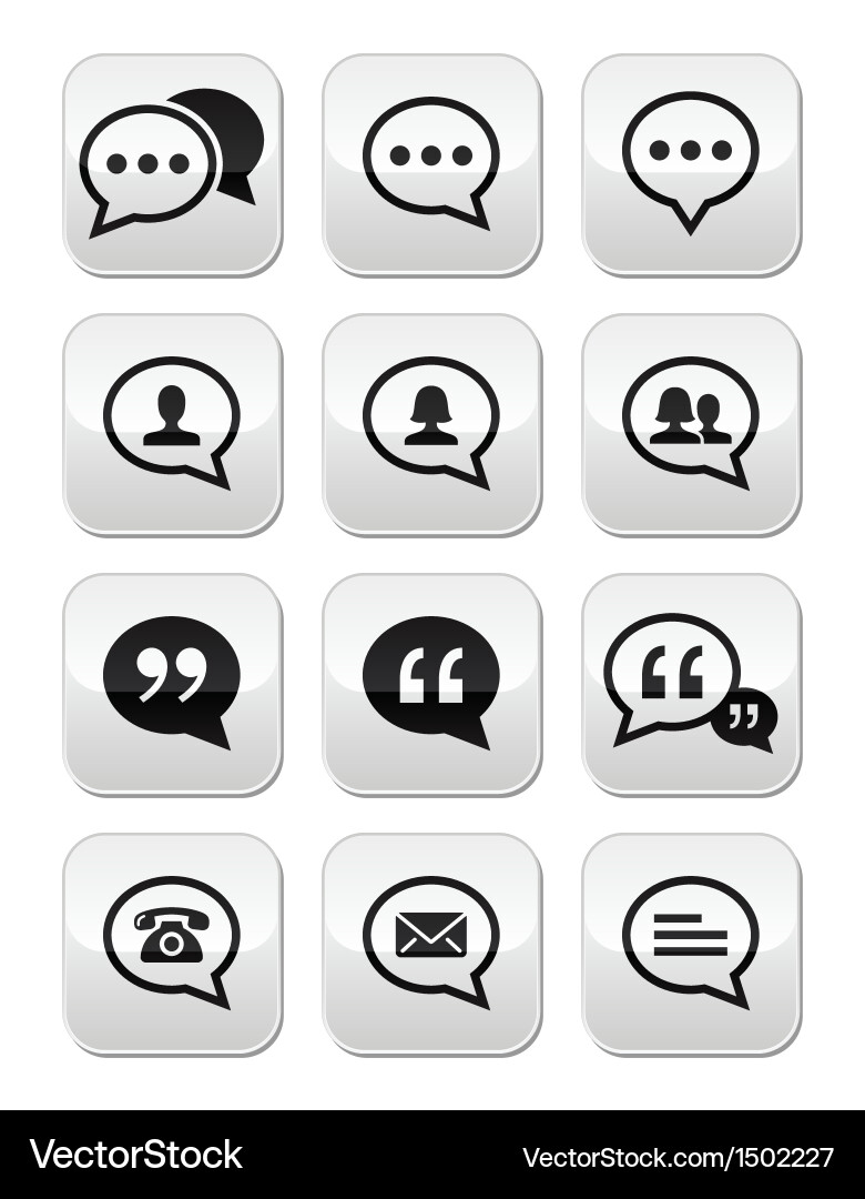 Conversation Button Set - Speech Bubbles vector image