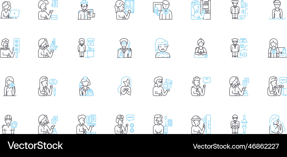 Creative concepts linear icons set imagination Vector Image
