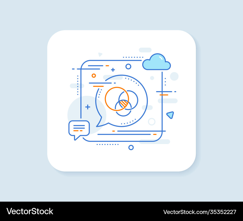 Euler diagram line icon eulerian circles sign Euler diagram line icon eulerian circles sign vector image