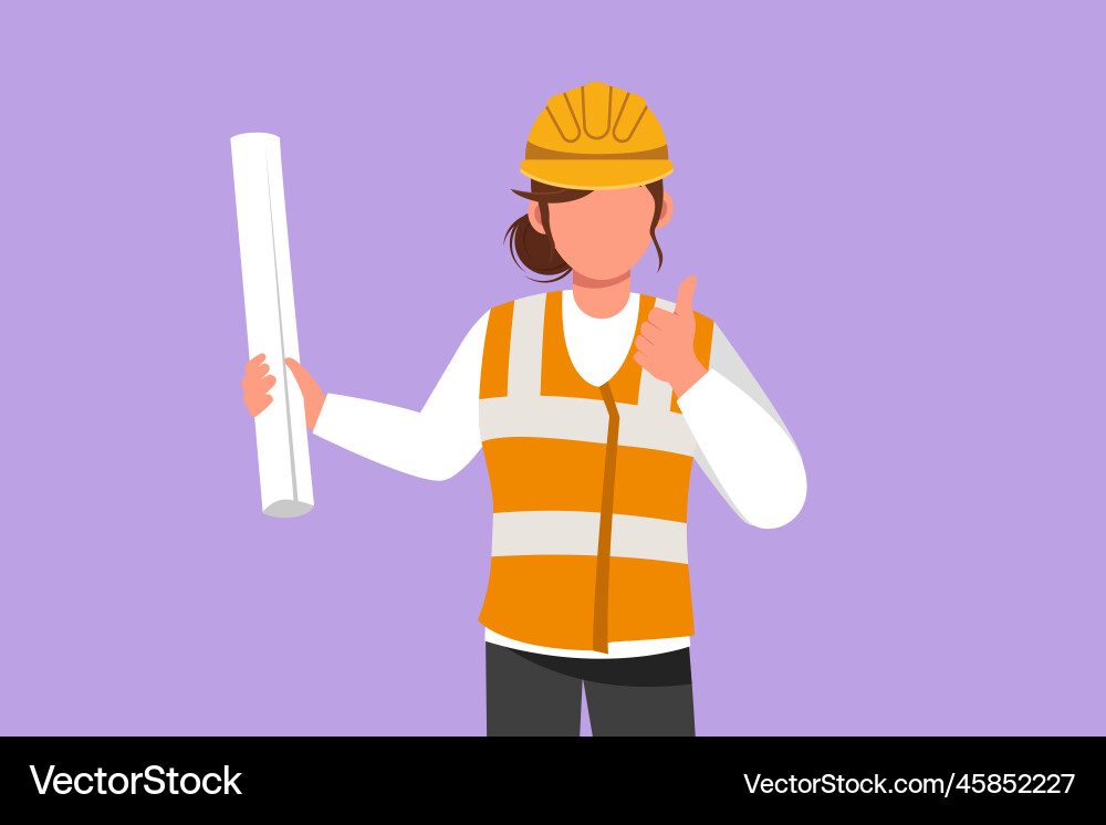 Female Architect Character Blueprint Vector Image