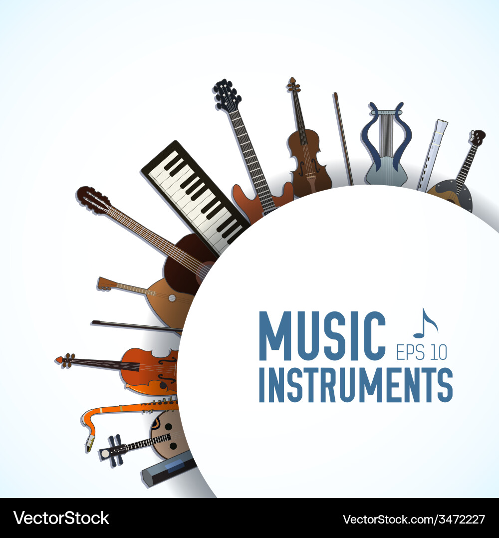 Flat music instruments background concept vector image