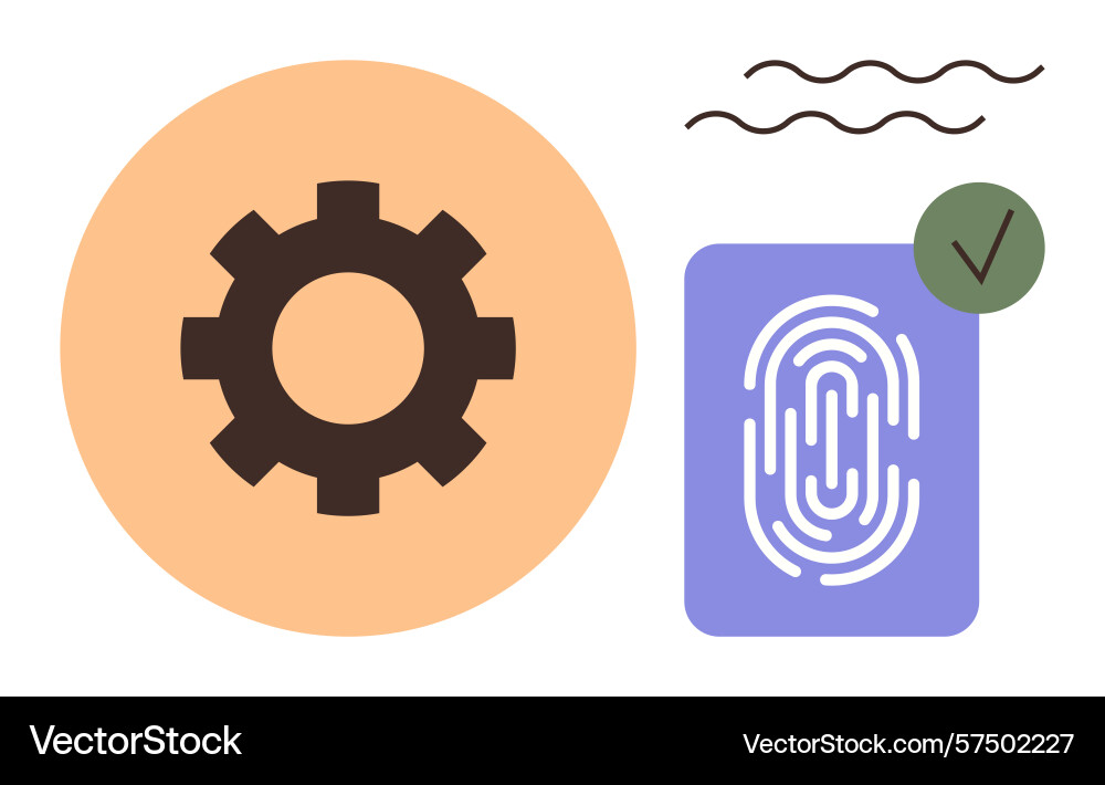 Gear fingerprint and validation mark Gear fingerprint and validation mark vector image