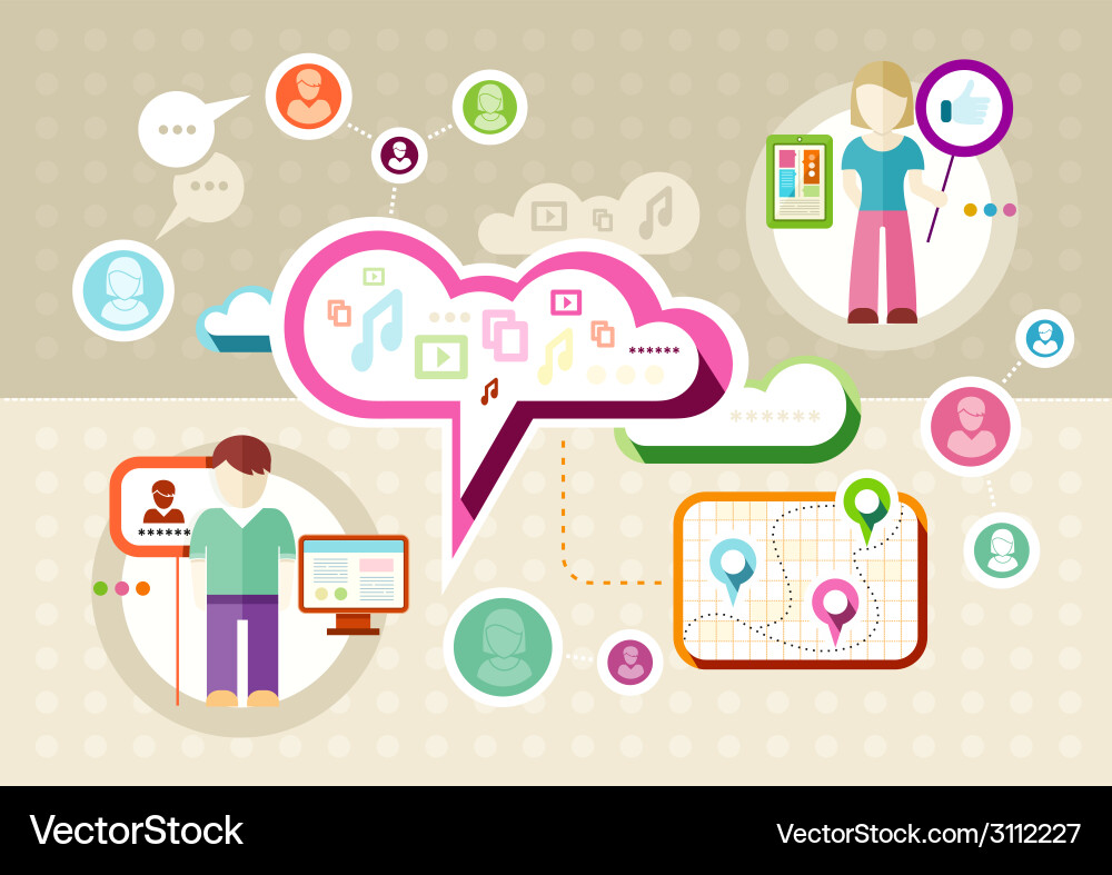 Global social network abstract scheme vector image