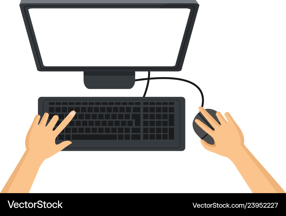 Hands using computer technology Vector Image