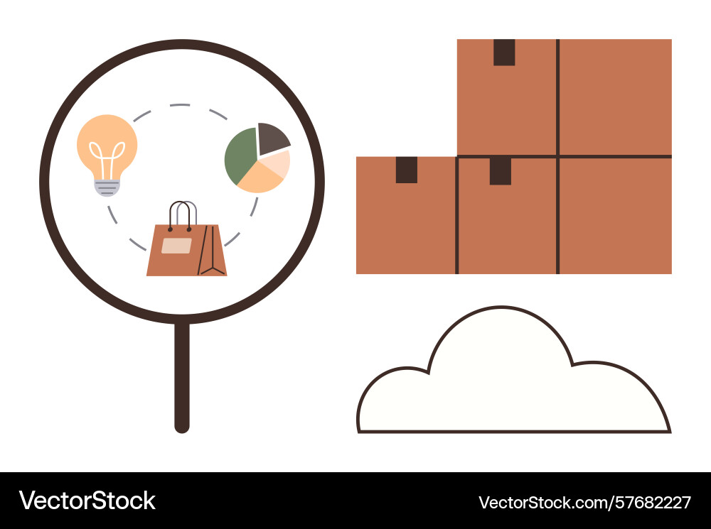 Magnifying supply chain concepts with boxes Magnifying supply chain concepts with boxes vector image