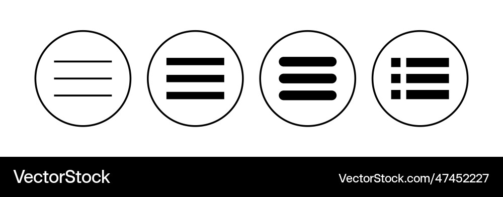 Menu icon set web hamburger symbol vector image