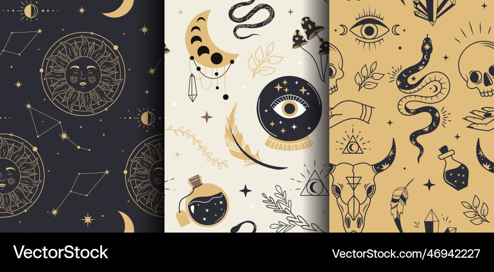 Mystical patterns set Mystical patterns set vector image