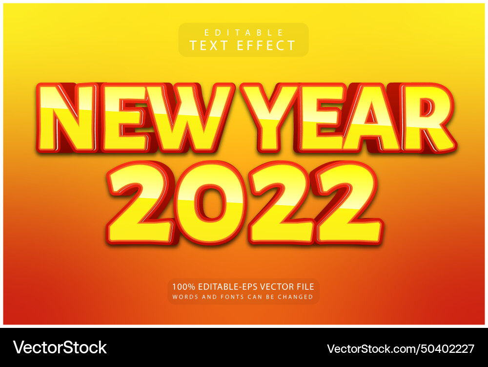 New year 2022 editable text effect 3 dimension Vector Image