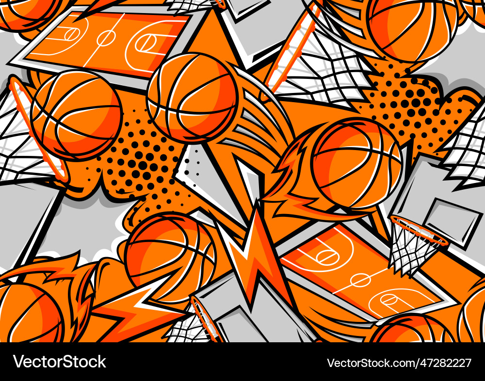 Pattern with basketball items sport club Pattern with basketball items sport club vector image