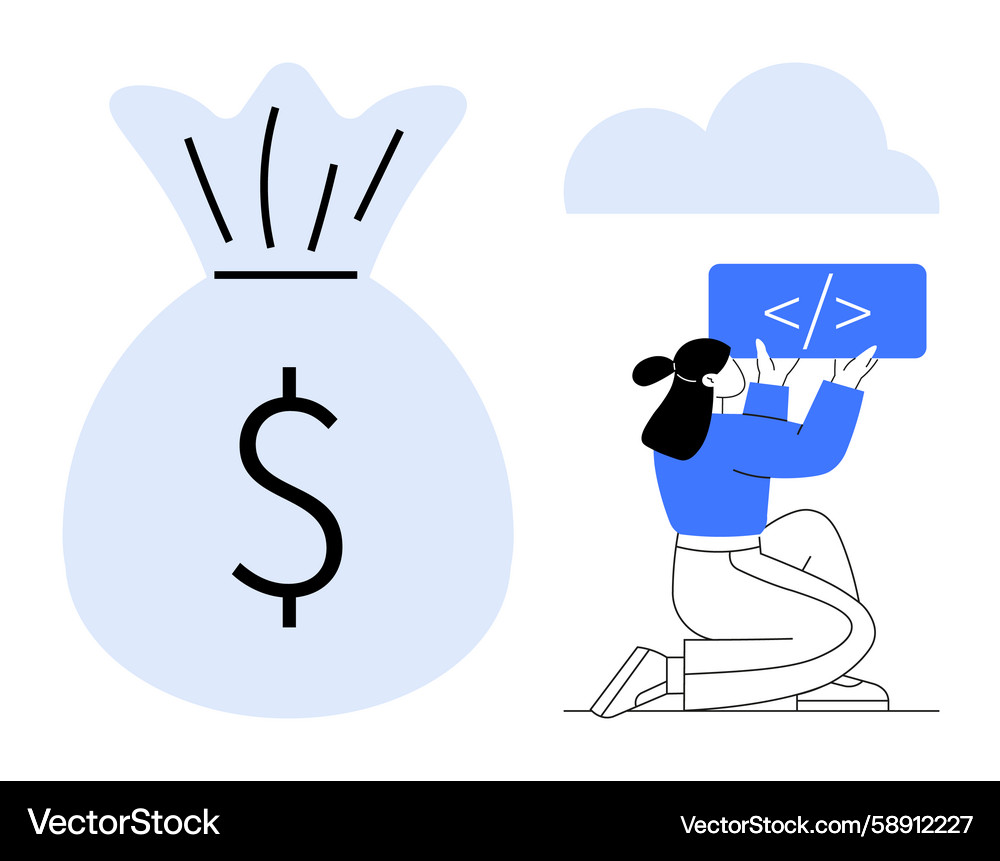 Programmer optimizing code for financial growth Vector Image