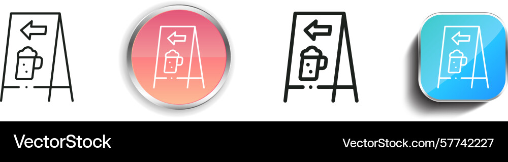 Pub icon thin linear regular and button style Vector Image