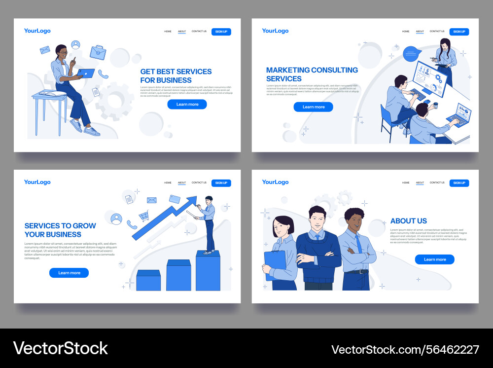 Set of web page design templates landing Vector Image