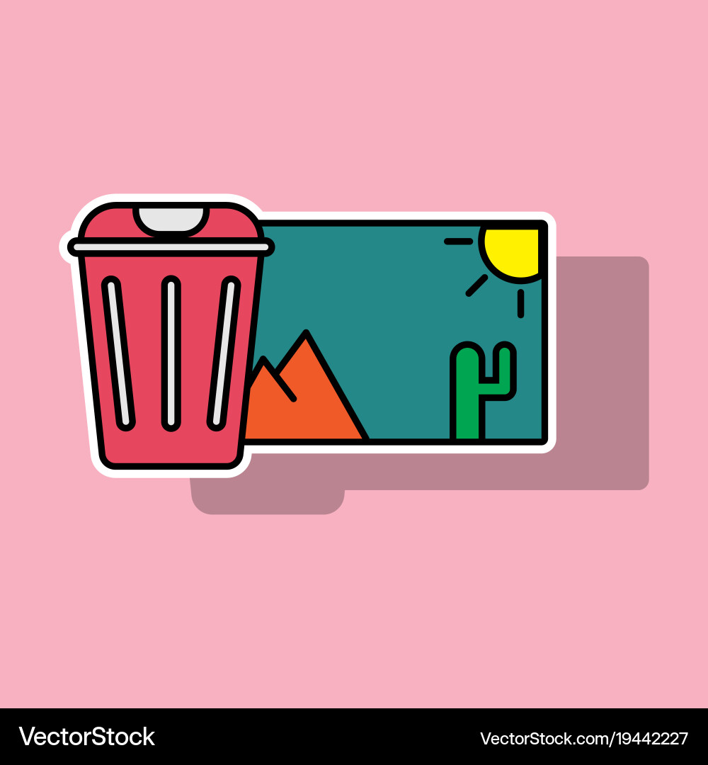 Sticker delete image flat icon on color background vector image