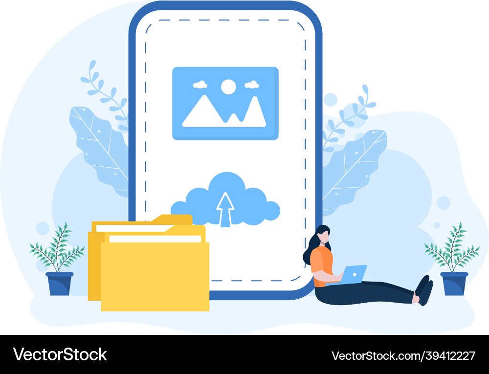 Upload image background of online devices vector image