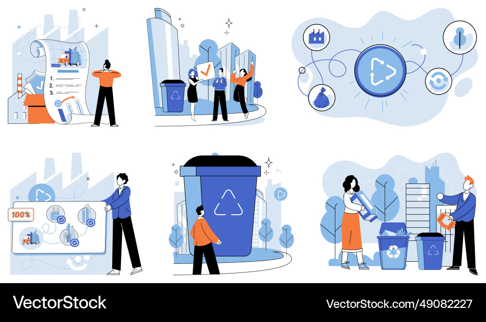 Waste management recycle sort and separate Waste management recycle sort and separate vector image