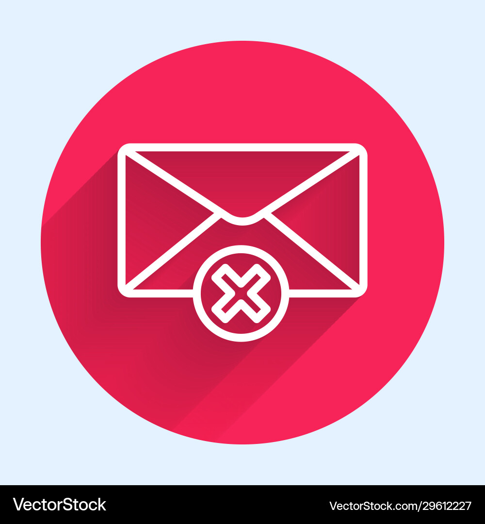 White line delete envelope icon isolated with long White line delete envelope icon isolated with long vector image