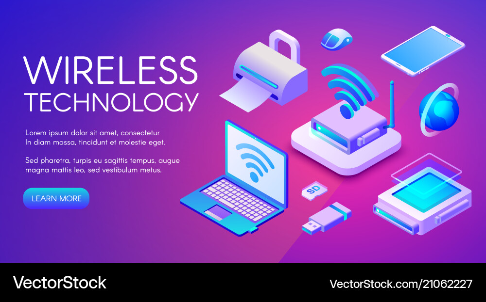 Wireless Tech Devices - Isometric vector image