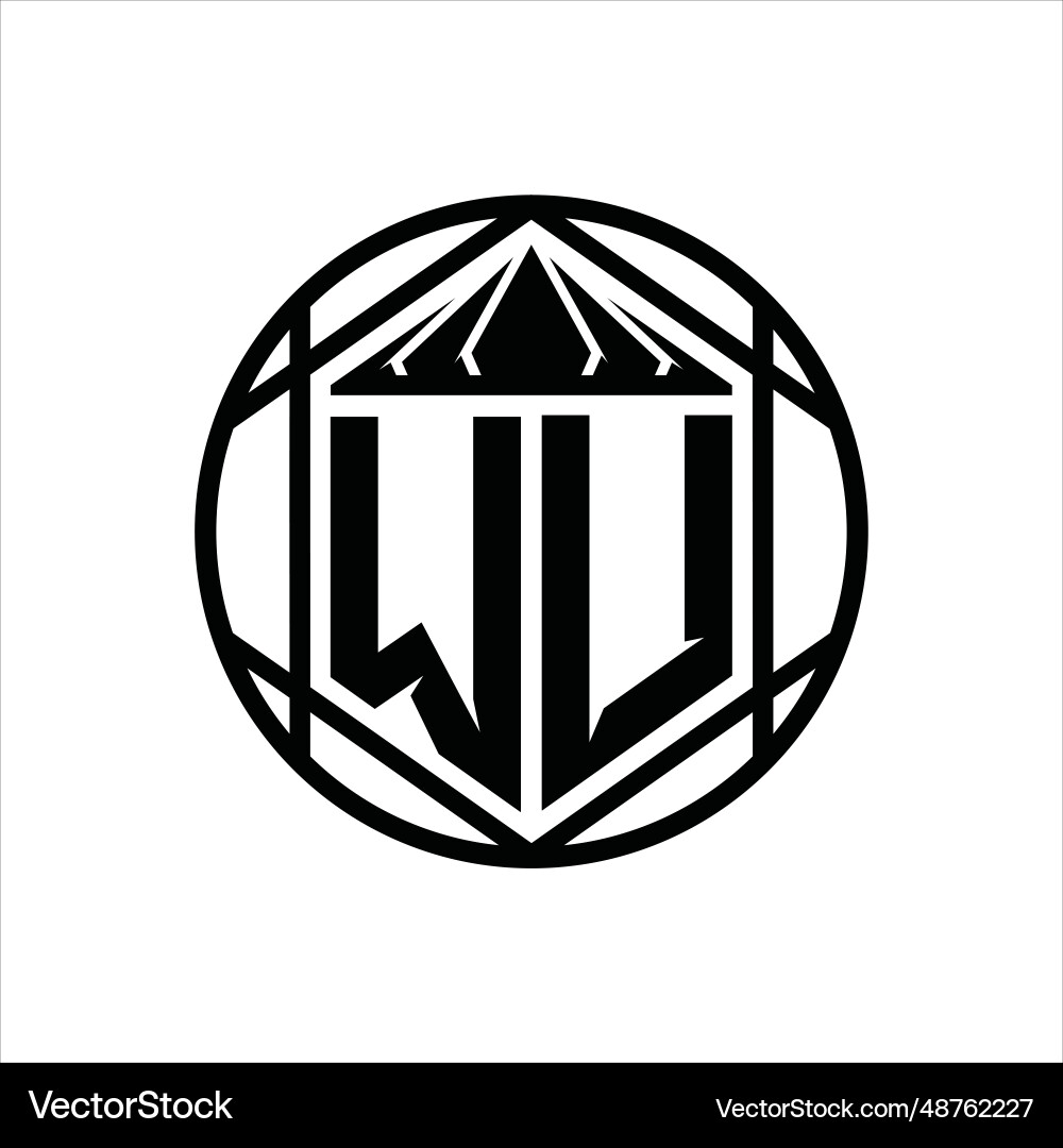 Wu letter logo monogram hexagon slice crown sharp Wu letter logo monogram hexagon slice crown sharp Vector Image