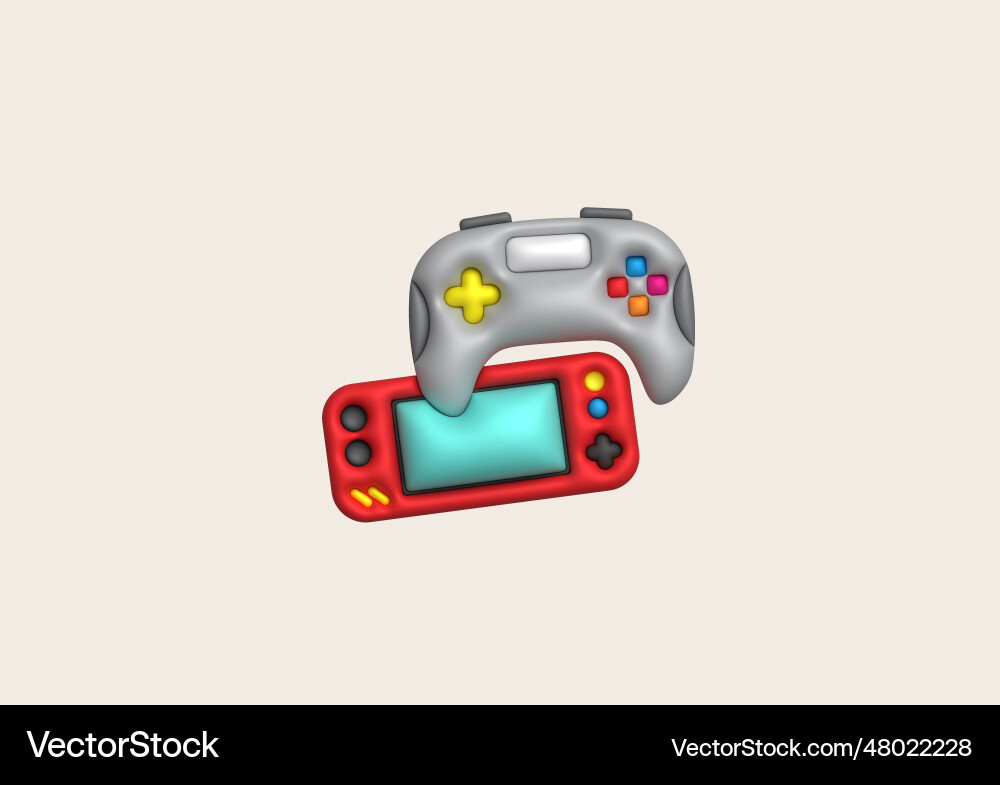 3d icon joystick gamepad game console 3d icon joystick gamepad game console vector image