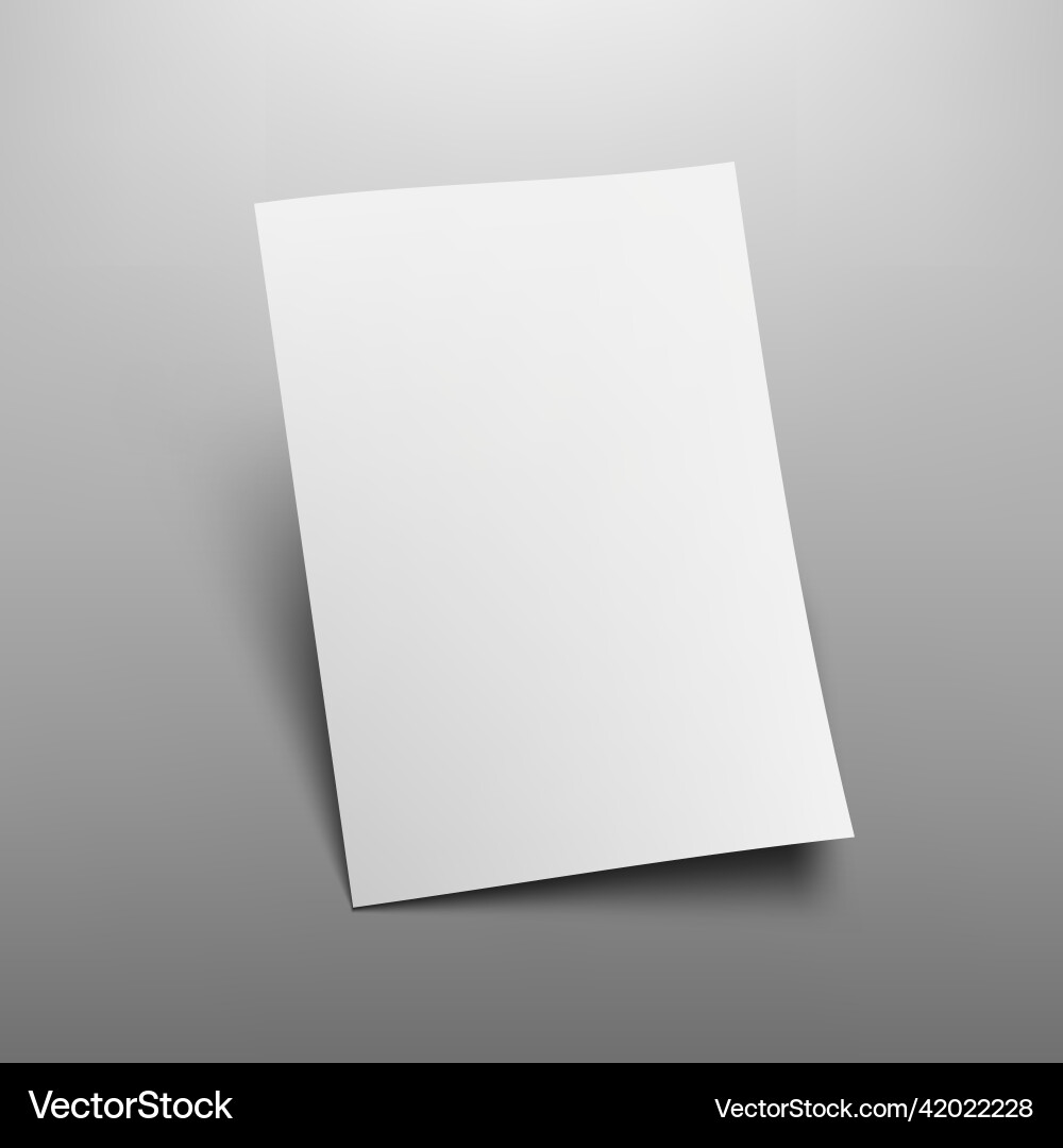 3D Paper Sheet with Shadows - A4 Format vector image